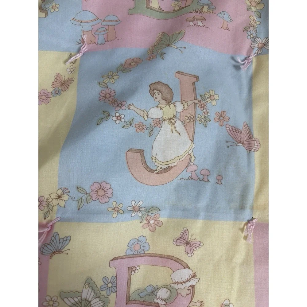 Baby Coverlet Alphabet Butterflies Flowers Victorian Blanket Lightweight 31
